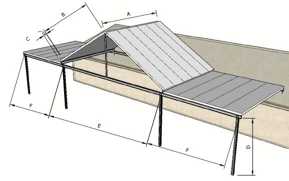 Dutch gable flyover style patio built over existing house